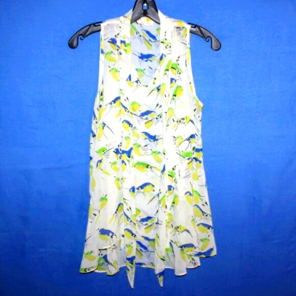 Sis Sis Bird Print Sleeveless Blouse S